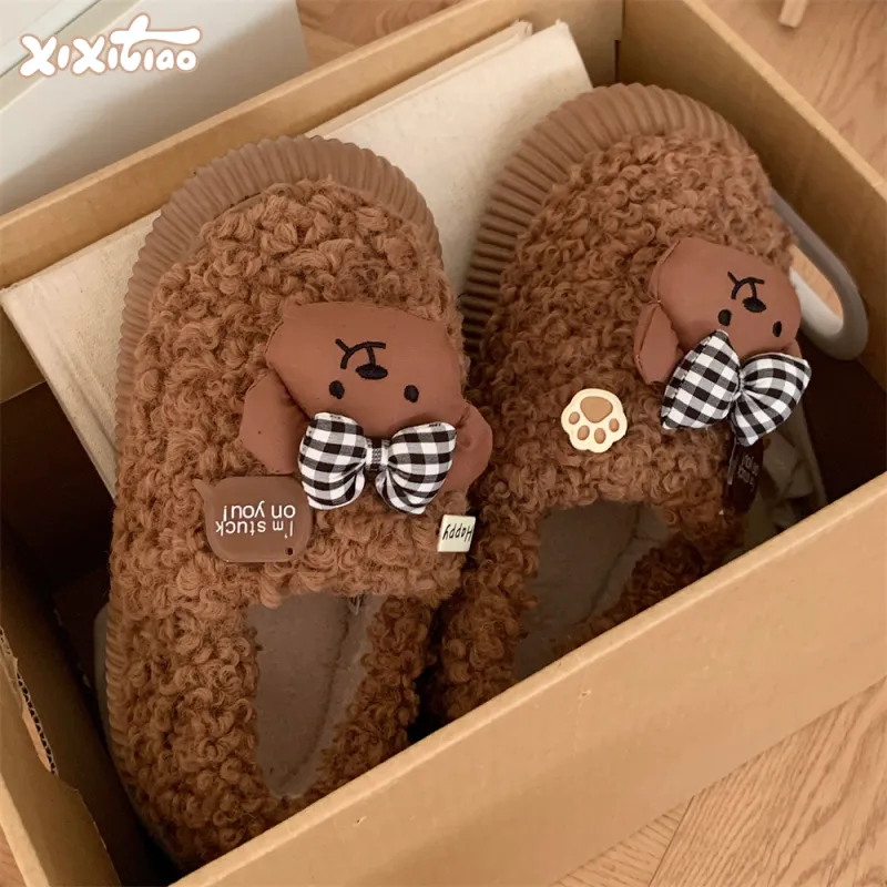 Thin Strips Cotton Slippers Women's, White-13