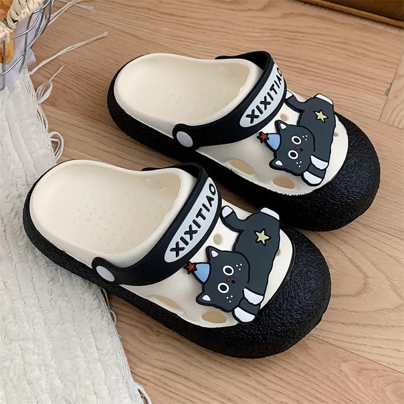 Thin Strips Slippers Women's, White Black-4
