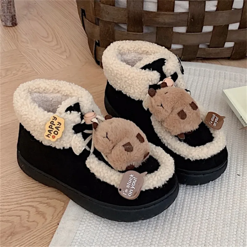 Thin Strips Cotton Slippers Women's, Black-4