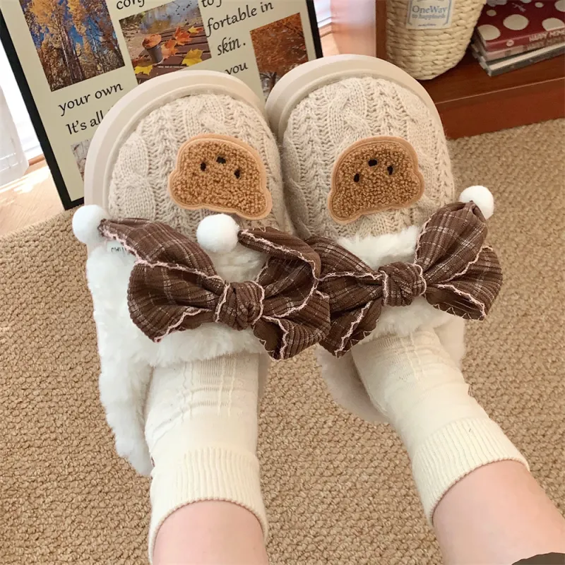 Thin Strips Cotton Slippers Women's Khaki-5