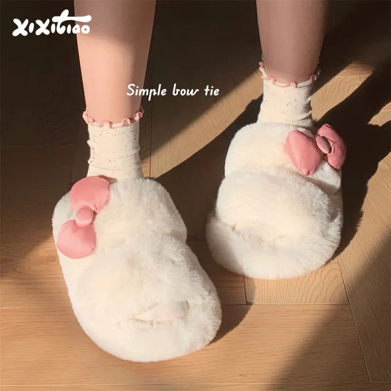 Thin Strips Home Slippers Women's, White-2