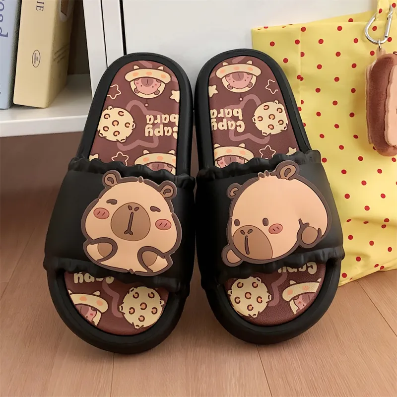 Thin Strips Slippers Unisex, Black-16