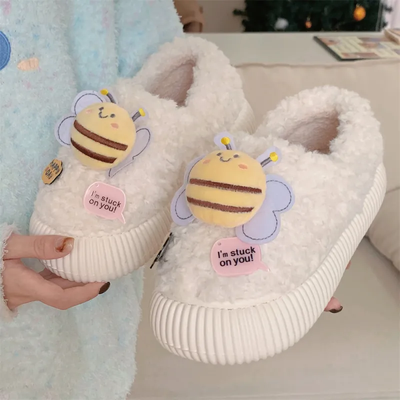 Thin Strips Cotton Slippers Women's, White-1