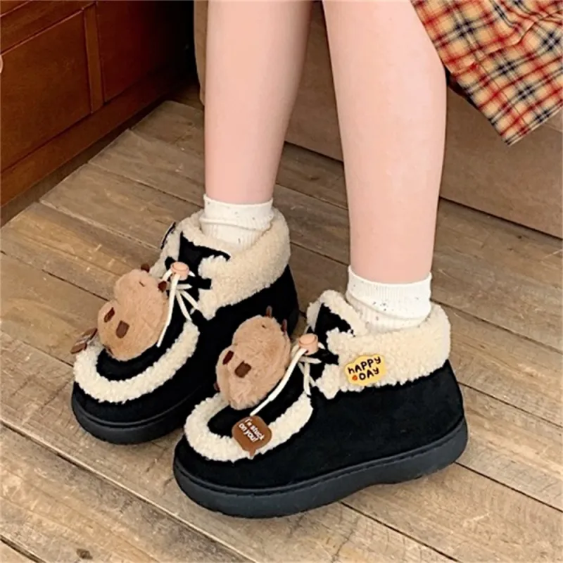 Thin Strips Cotton Slippers Women's, Black-5