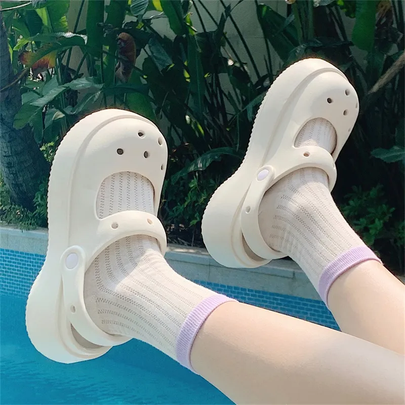 Thin Strips Slippers Women's, Cream White-2