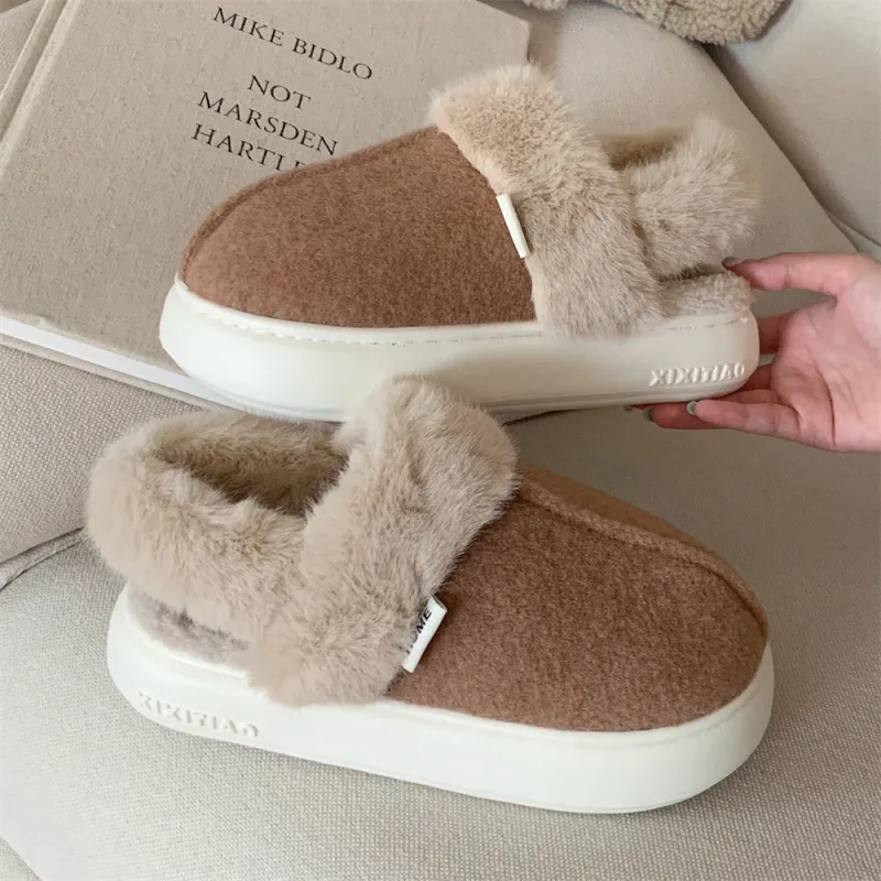Thin Strips Cotton Slippers Unisex, Brown-4