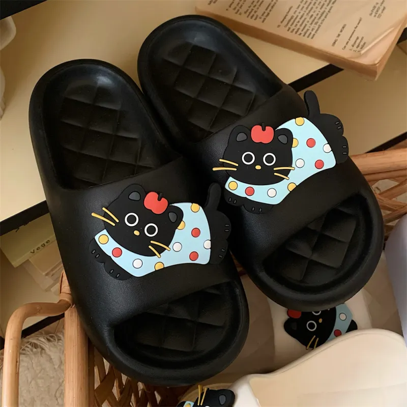 Thin Strips Sandal Slippers Black-3