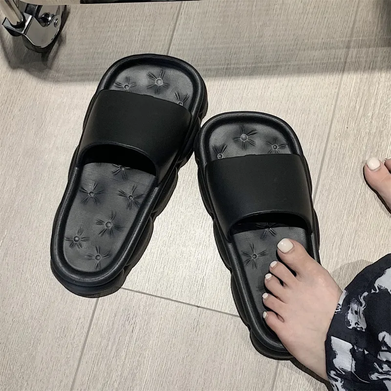 Thin Strips Slippers Women's, Black-4