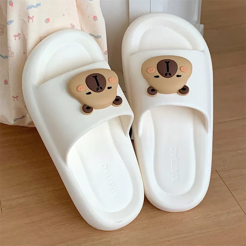 Thin Strips Sandal Slippers Unisex, White-4