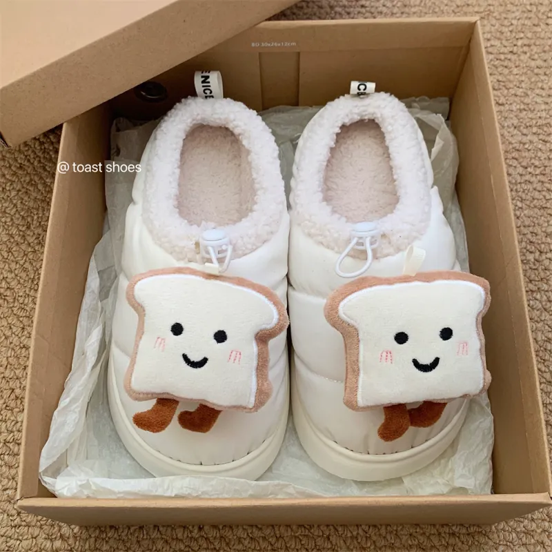 Thin Strips Cotton Slippers Unisex, White-2