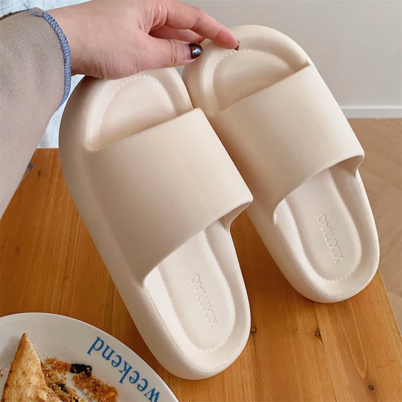 Thin Strips Slippers Unisex, White-9