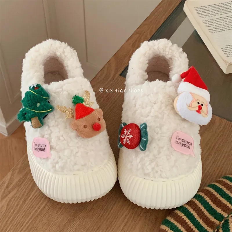 Thin Strips Cotton Slippers Women's, White-3
