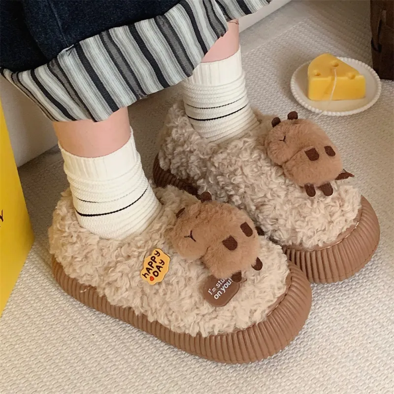 Thin Strips Cotton Slippers Women's, White-7