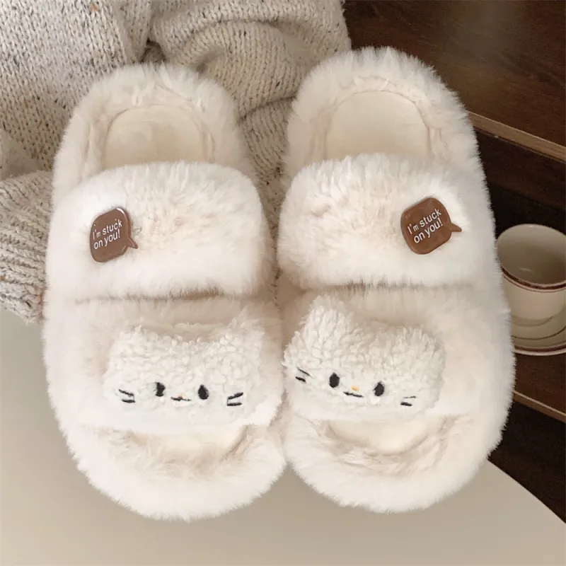 Thin Strips Cotton Slippers Women's, Brown-10