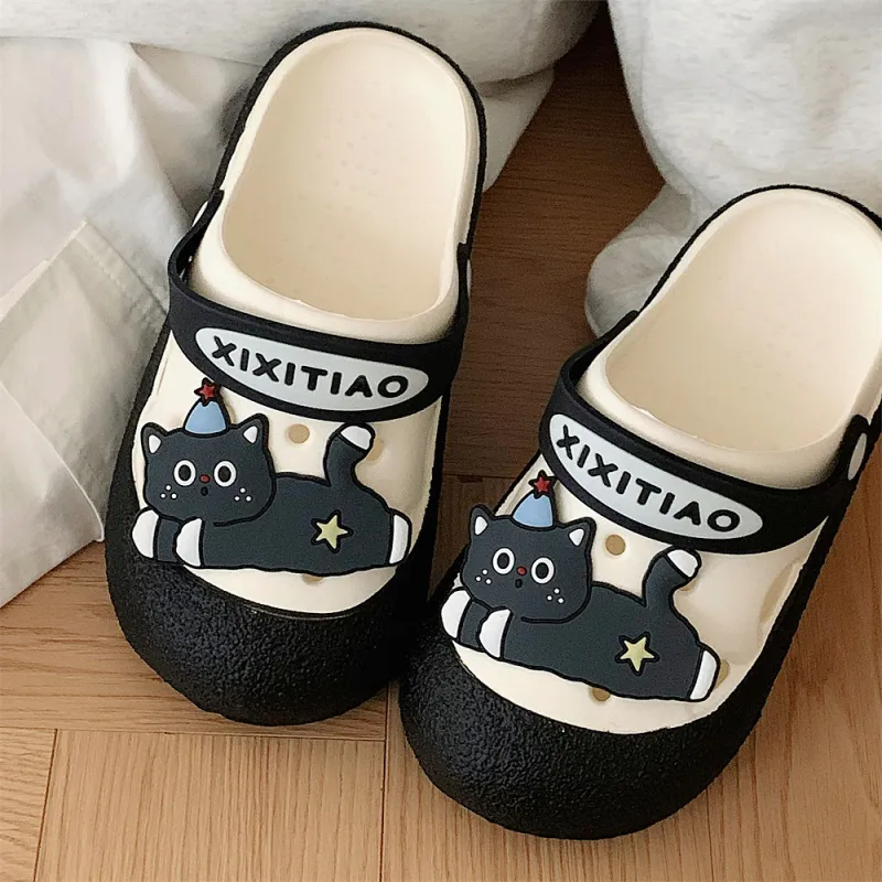 Thin Strips Slippers Women's, White Black-5