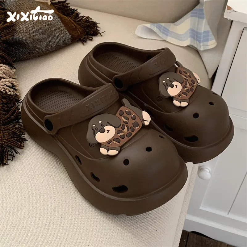 Thin Strips Slippers Women's, Black Brown-1
