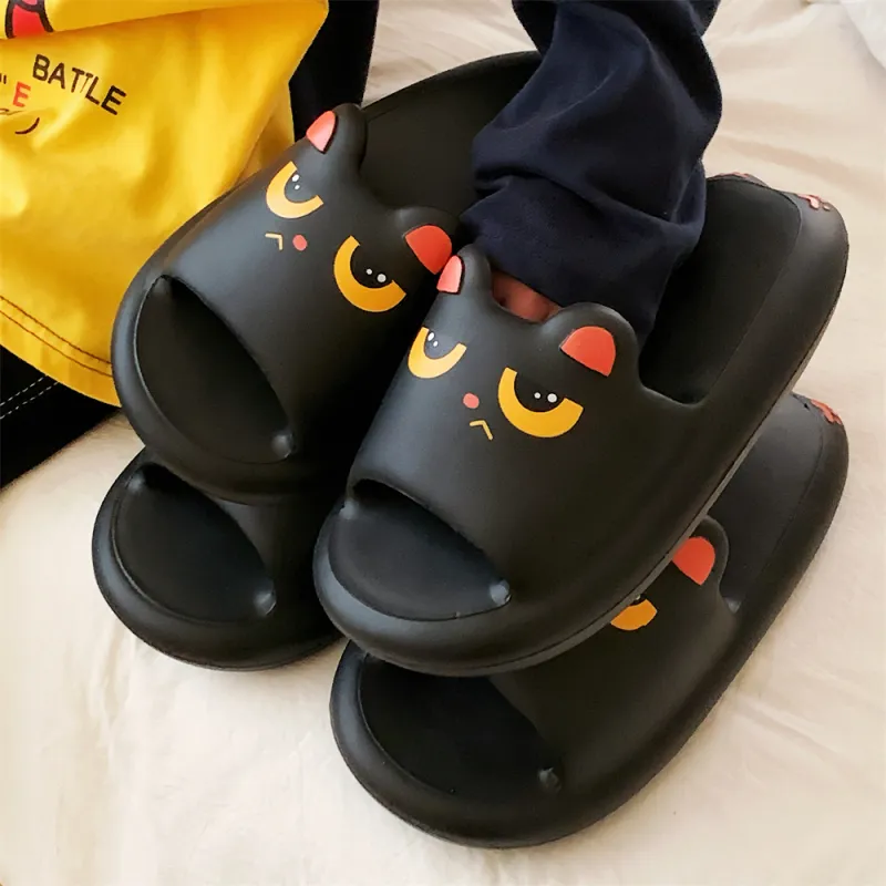 Thin Strips Slippers Unisex, Black-2
