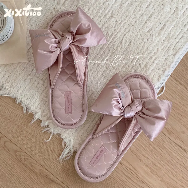 Thin Strips Cotton Linen Blend Slippers Unisex, Champagne-7