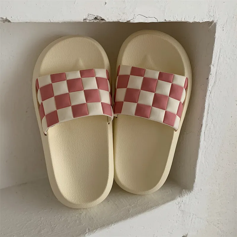 Thin Strips Slippers Unisex, Black White-6
