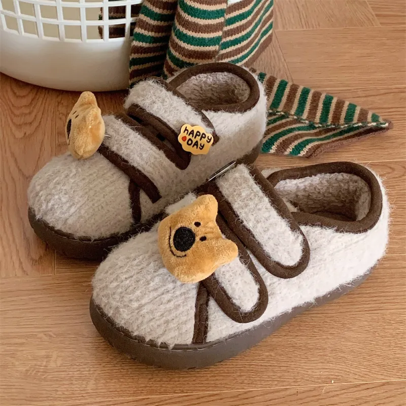 Thin Strips Cotton Slippers Women's, Light Brown-16