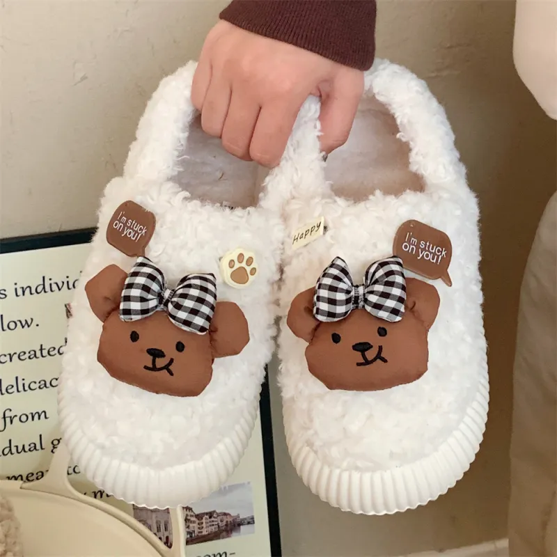 Thin Strips Cotton Slippers Women's, White-3