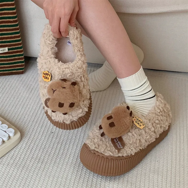 Thin Strips Cotton Slippers Women's, White-8