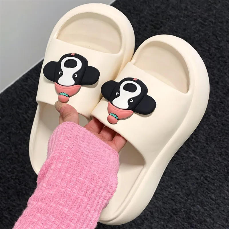 Thin Strips Slippers Women's, White-2