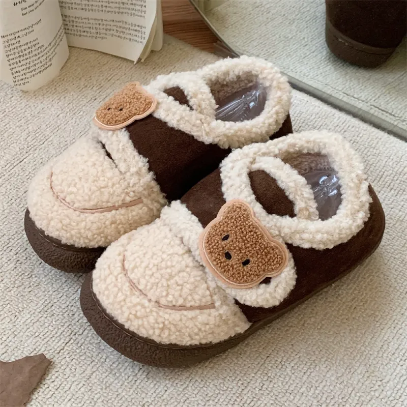 Thin Strips Cotton Slippers Light Brown, Home Slippers-21