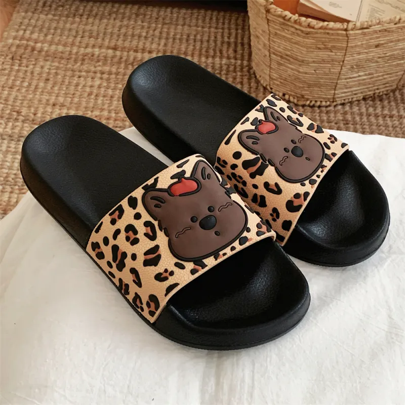 Thin Strips Slippers Women's, Brown-11