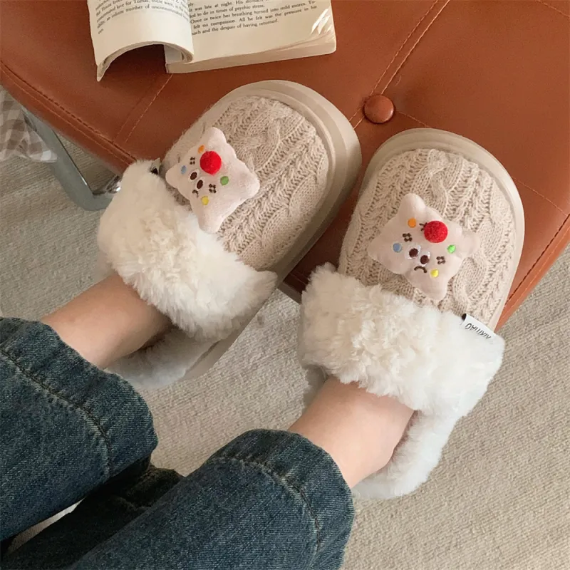 Thin Strips Cotton Slippers Women's Khaki-5