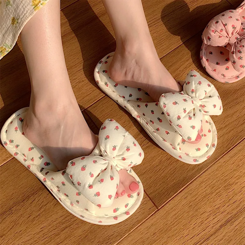 Thin Strips Cotton Linen Blend Slippers Women's Ecru-5