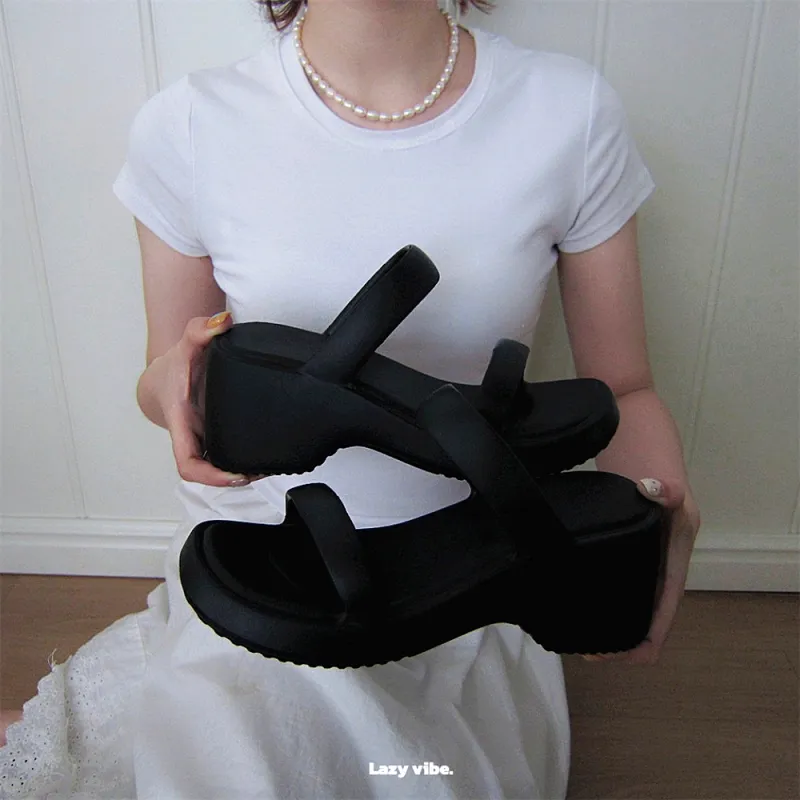 Thin Strips Slippers Women's, Black-4