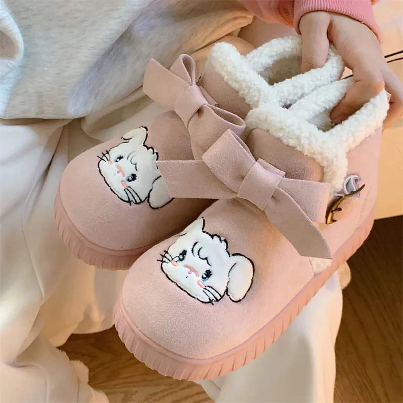 Thin Strips Cotton Slippers Women's, Pink-2