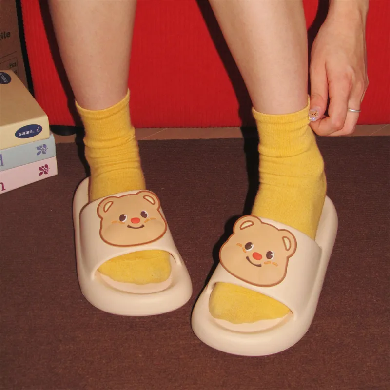 Thin Strips Sandal Slippers Unisex, Light Yellow-11