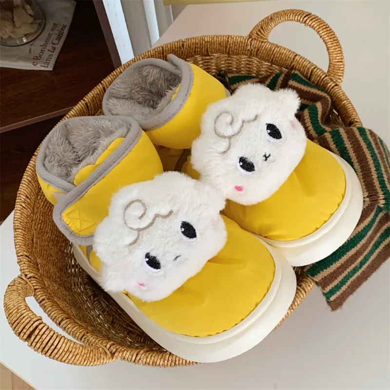 Thin Strips Cotton Slippers Unisex, White-11