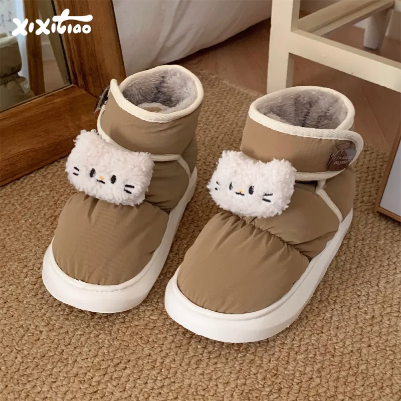 Thin Strips Cotton Slippers Unisex, White-18