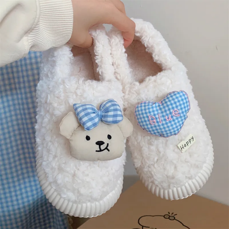 Thin Strips Cotton Slippers Women's, White-4