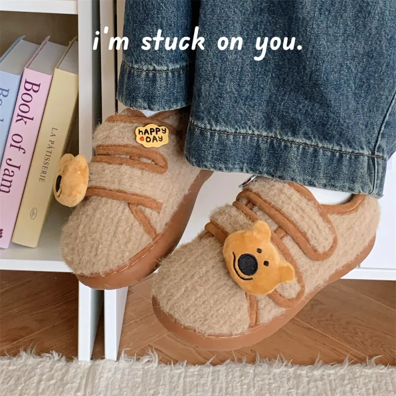 Thin Strips Cotton Slippers Women's, Light Brown-5
