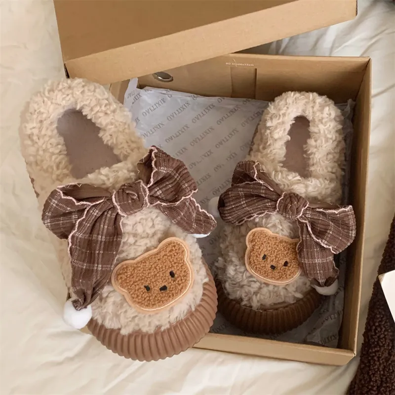 Thin Strips Cotton Slippers Women's Khaki-5