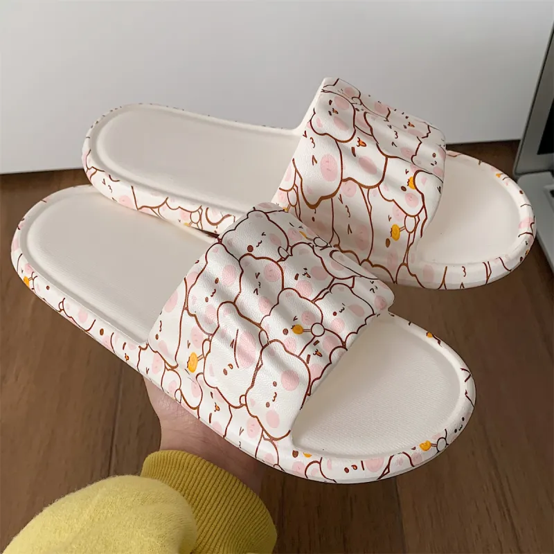 Thin Strips Slippers Women's, White-4
