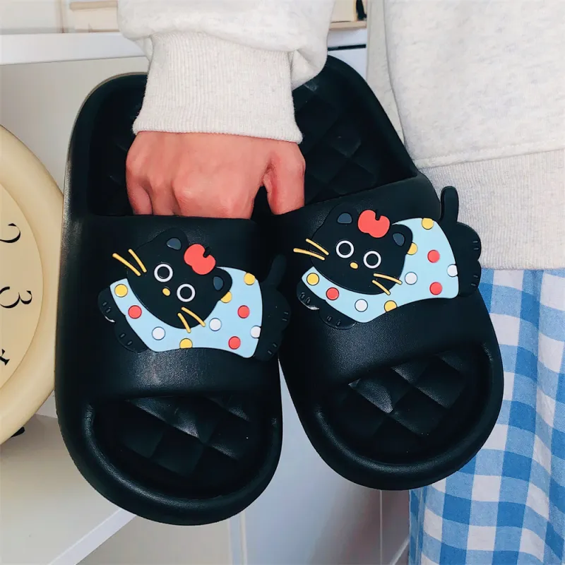 Thin Strips Sandal Slippers Black-5