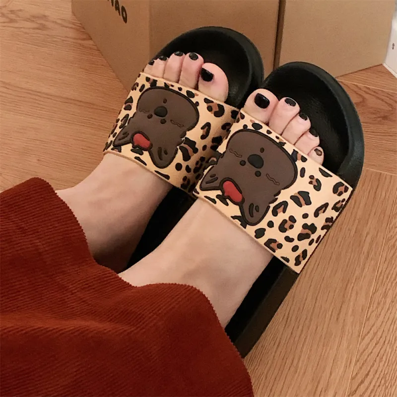 Thin Strips Slippers Women's, Brown-10