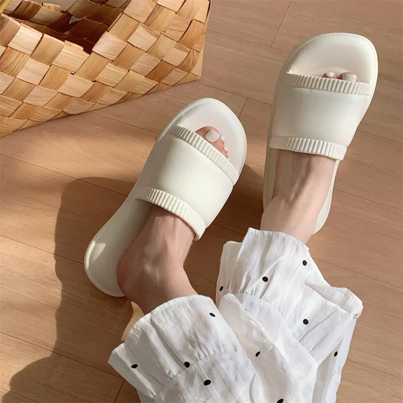 Thin Strips Sandal Slippers Unisex, Cream White-3