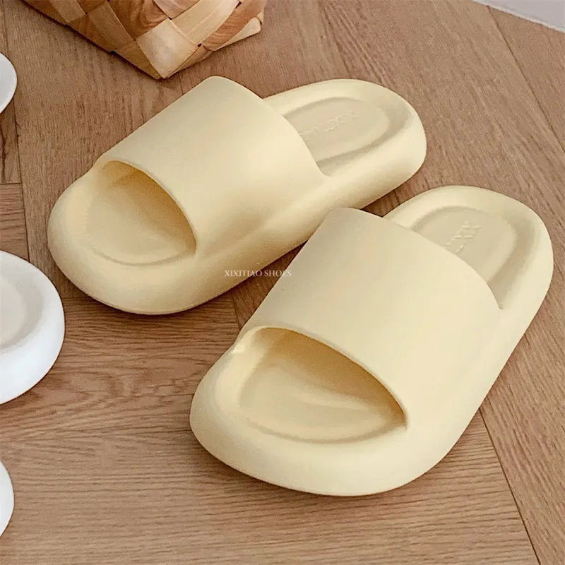 Thin Strips Slippers Unisex, White-18