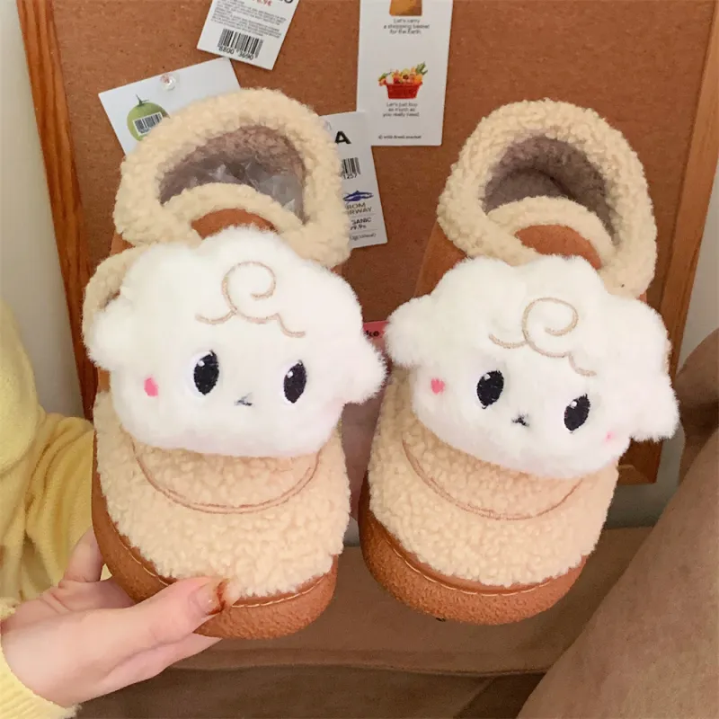 Thin Strips Cotton Home Slippers Women's, Light Brown-5