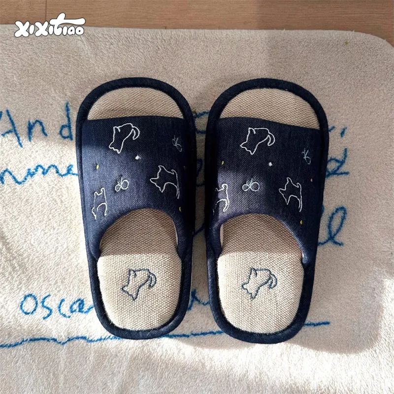 Thin Strips Slippers Women's Deep Blue-2