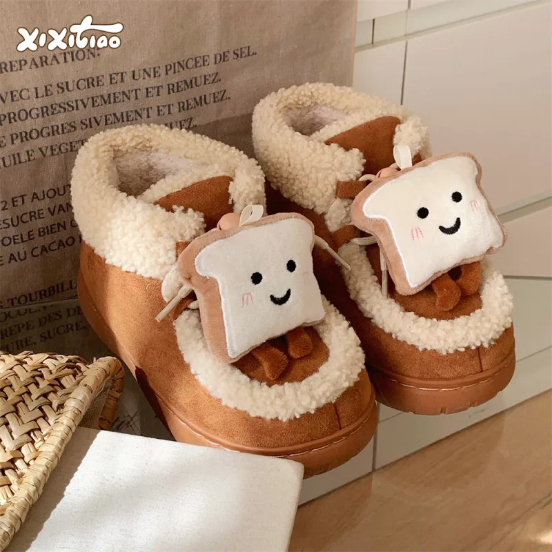 Thin Strips Cotton Slippers Women's Black-8