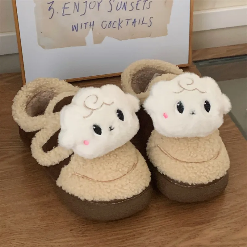 Thin Strips Cotton Home Slippers Women's, Light Brown-9