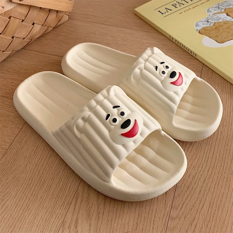 Thin Strips Sandal Slippers Unisex, Cream White-4
