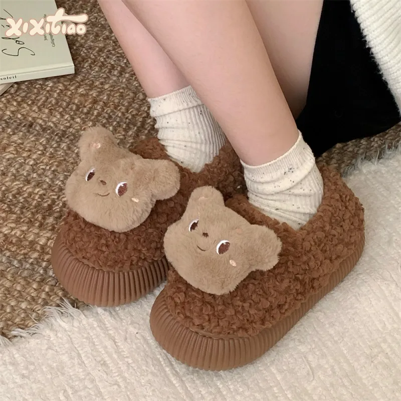 Thin Strips Cotton Slippers Women's Khaki-14